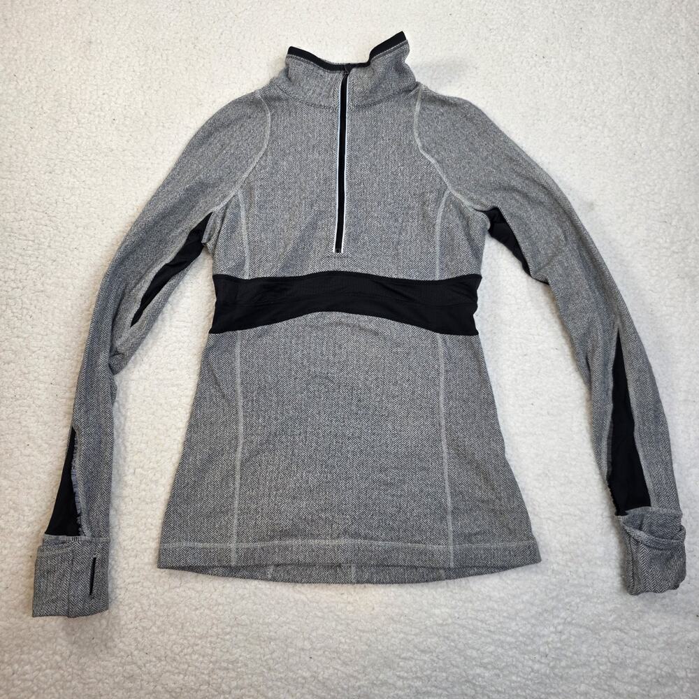 Lululemon Run Full Tilt Jacket Ghost Herringbone Long Sleeve Pullover Size 6